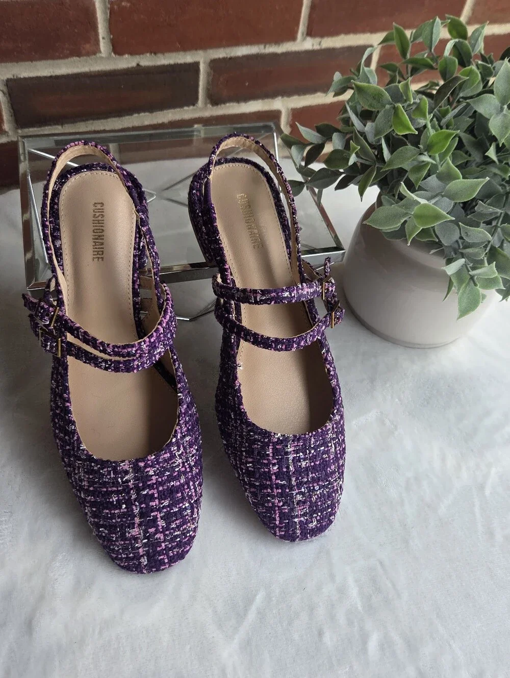 💜 CUSHIONAIRE Password Purple Tweed Mary Jane Flats Women’s 7.5M